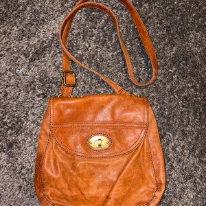 Fossil Tan Leather Crossbody Bag